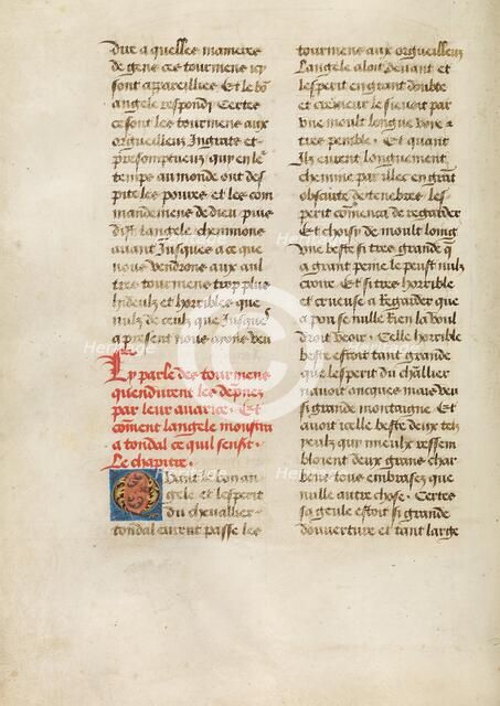 Text Page; Les Visions du chevalier Tondal, 1475. Creator: Unknown.