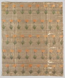 Textile with field of poppies on a golden ground, 1600-1750. Creator: Unknown