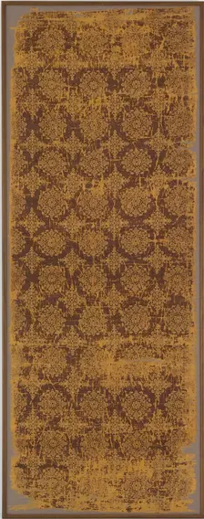 Textile with floral medallions and lozenges, Mid-Tang dynasty, first half of the 8th century. Creator: Unknown