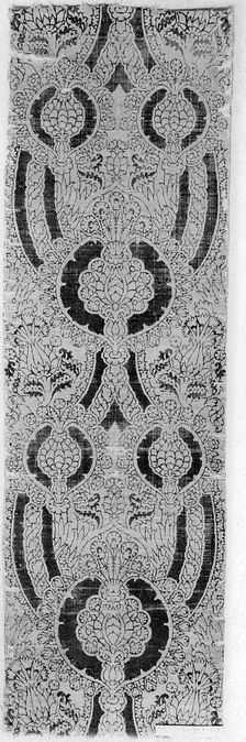 Textile with Foliated Scroll and Pomegranate Motives, Italian, 15th century. Creator: Unknown