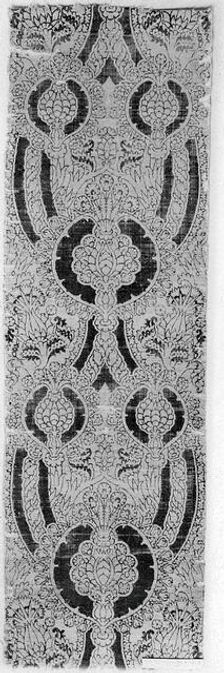 Textile with Foliated Scroll and Pomegranate Motives, Italian, 15th century. Creator: Unknown