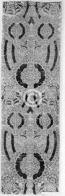 Textile with Foliated Scroll and Pomegranate Motives, Italian, 15th century. Creator: Unknown.