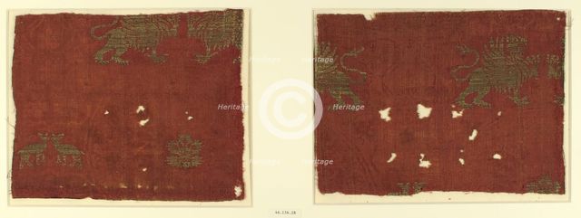 Textile with Griffin and Fawn Design, Italian, 14th century. Creator: Unknown.