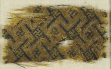 Textile with Interlacing Bands forming Swastika Figures, German, 14th-15th century. Creator: Unknown