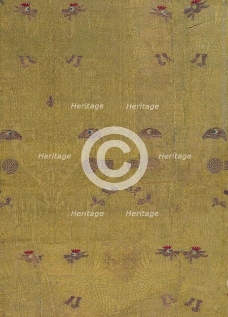 Textile, Birds, Dragon, and Palmette Motives, Italian, 13th-14th century. Creator: Unknown.