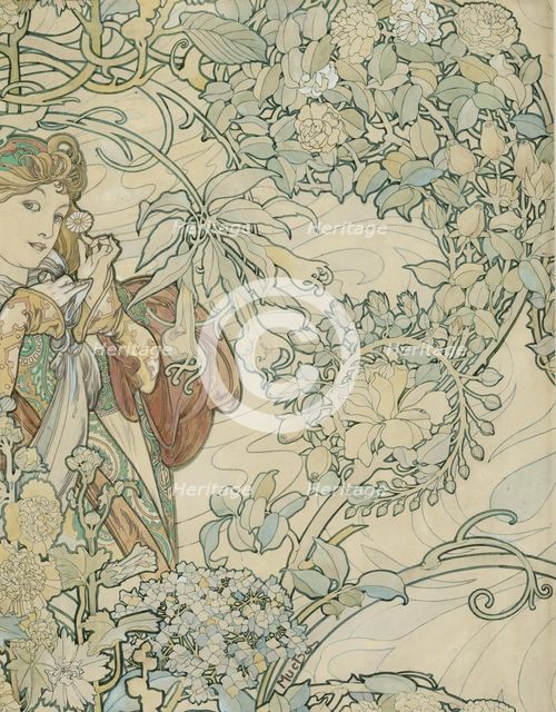 Textile design. Artist: Mucha, Alfons Marie (1860-1939)