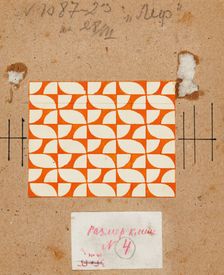 Textile Design in Orange and White, Early 1920s. Creator: Popova, Lyubov Sergeyevna (1889-1924)