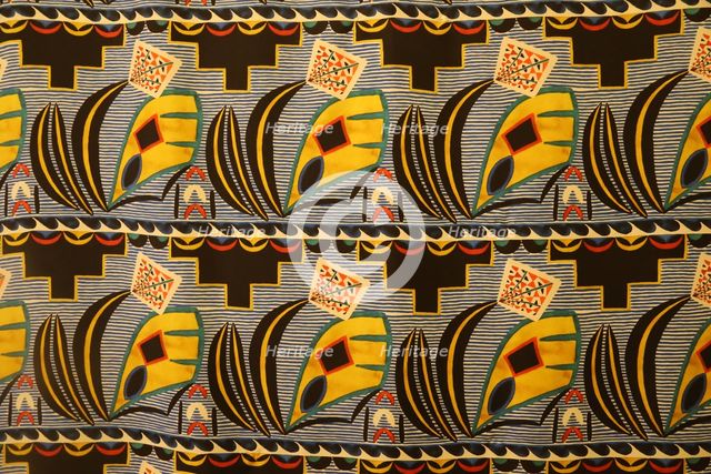 Textile design with American Indian motifs, ca 1923.