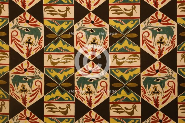 Textile design with American Indian motifs, ca 1923.