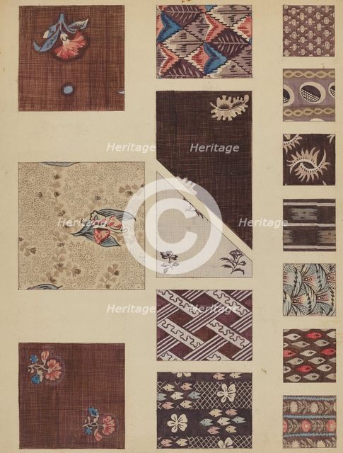 Textile from Quilt, c. 1937. Creator: Millia Davenport.