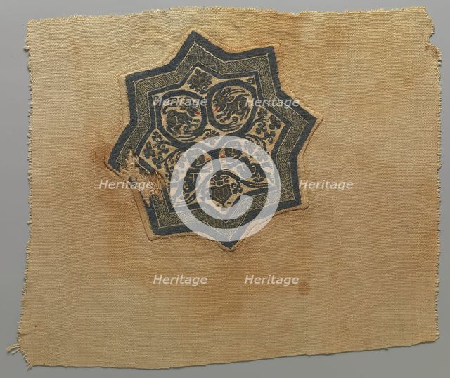 Textile Fragment with Inhabited Vine in an Eight-Pointed Star, Coptic, 5th-6th century. Creator: Unknown.