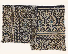 Textile fragment with rosettes, arches, stylized trees or flowers, and leaves, 1250-1350