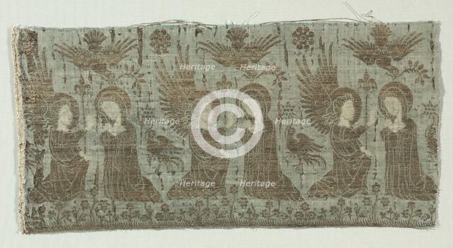 Textile Fragment with the Annunciation, 1370-1400. Creator: Unknown.