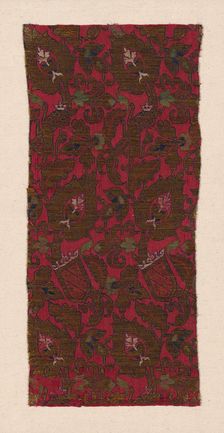 Textile Fragment with the Nasrid Coat of Arms, Spain, Nasrid Dynasty (1232-1492), c. 1400. Creator: Unknown