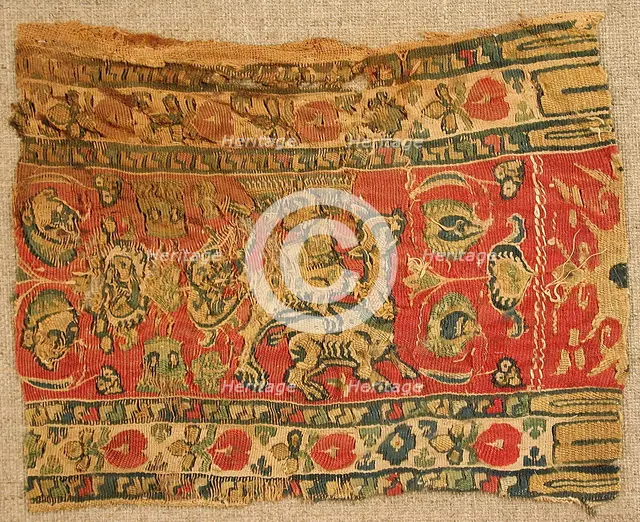Textile Fragment, Byzantine, 8th-9th century. Creator: Unknown.