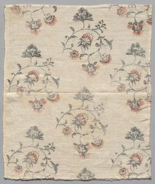 Textile Fragment of Painted Linen, c. 1800. Creator: Unknown