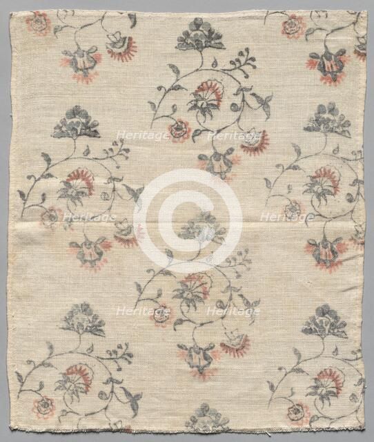 Textile Fragment of Painted Linen, c. 1800. Creator: Unknown.