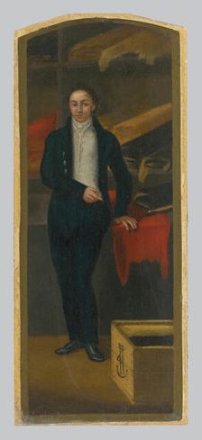 Textile merchant with bolts of cloth, 1816. Creator: Jozef Czauczik