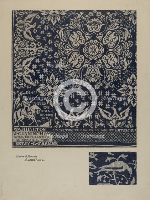 Textile of George Washington, 1935/1942. Creator: Esther Hansen.