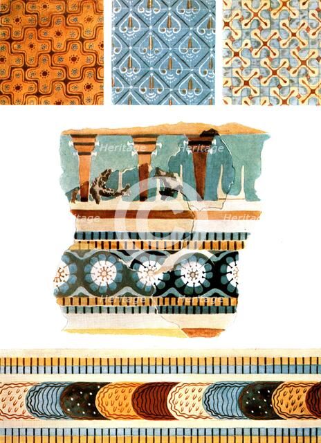 Textile patterns and fresco fragments from Crete, Greece, (1928). Creator: Unknown.