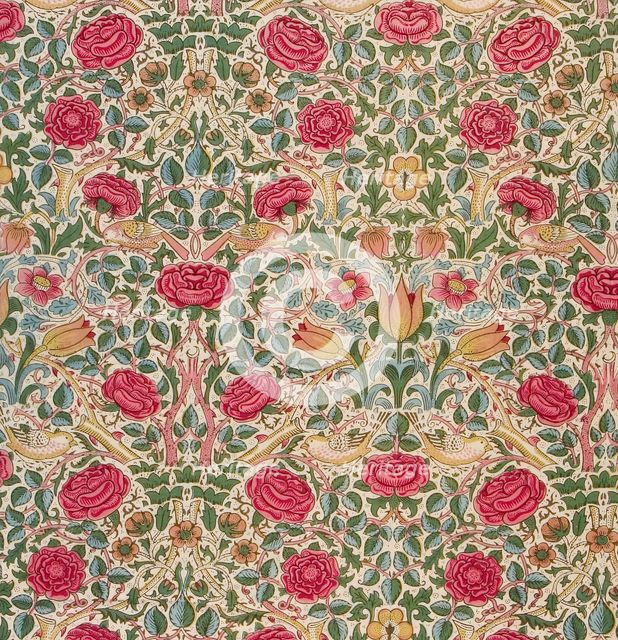 Textile, 'Rose', Designed 1883. Creator: William Morris.