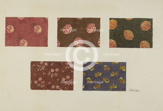 Textile Swatches, c. 1939. Creator: Charlotte Winter.