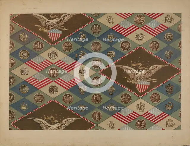 Textile (State Emblems), c. 1937. Creator: Angelo Bulone.