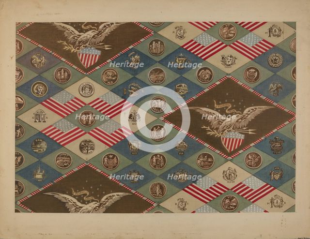 Textile (State Emblems), c. 1937. Creator: Angelo Bulone.