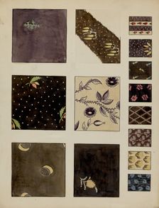 Textiles from Patchwork Quilt, c. 1936. Creator: Millia Davenport