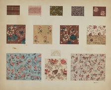 Textiles in Patchwork Quilt, c. 1937. Creator: Charlotte Winter