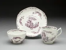 Tea Bowl, Coffee Cup, and Saucer, Worcester, c. 1760. Creator: Royal Worcester