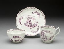 Tea Bowl, Coffee Cup, and Saucer, Worcester, c. 1760. Creator: Royal Worcester