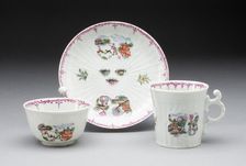 Tea Bowl, Coffee Cup, and Saucer, Worcester, c. 1760. Creator: Royal Worcester