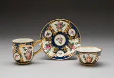 Tea Bowl, Coffee Cup, and Saucer, Worcester, c. 1765. Creator: Royal Worcester