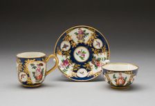 Tea Bowl, Coffee Cup, and Saucer, Worcester, c. 1765. Creator: Royal Worcester