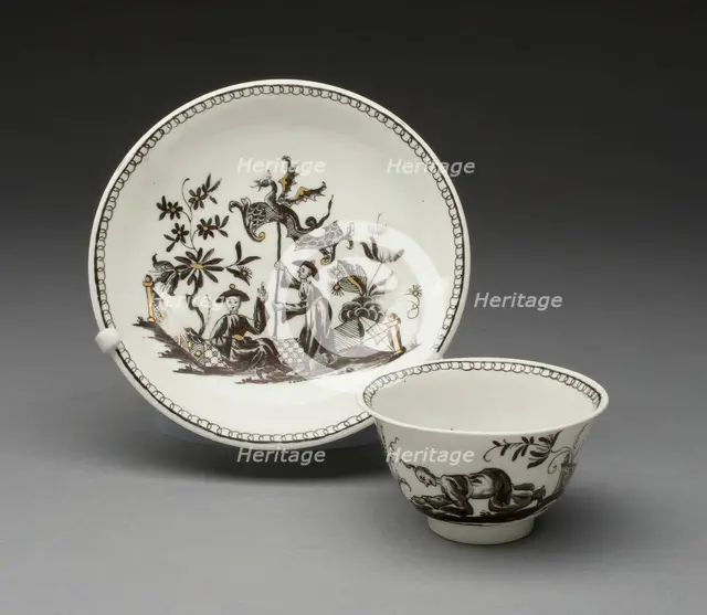 Tea Bowl and Saucer, Vienna, c. 1730. Creator: Du Paquier Porcelain Manufactory.