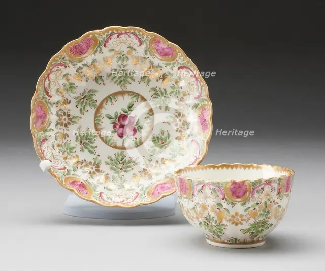 Tea Bowl and Saucer, Worcester, c. 1775. Creator: Royal Worcester.