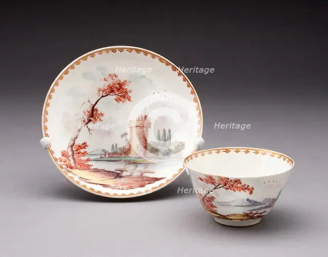 Tea Bowl and Saucer, Chelsea, c. 1755. Creator: Chelsea Porcelain Manufactory.