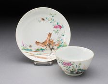 Tea Bowl and Saucer, China, c. 1750. Creator: Jingdezhen Porcelain