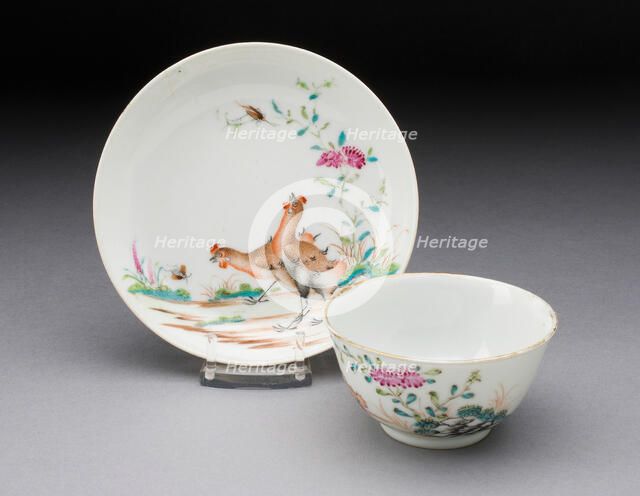 Tea Bowl and Saucer, China, c. 1750. Creator: Jingdezhen Porcelain.