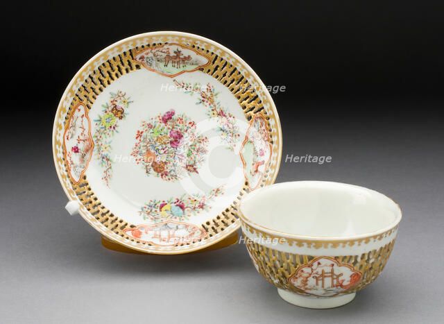 Tea Bowl and Saucer, China, c. 1780. Creator: Jingdezhen Porcelain.