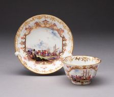Tea Bowl and Saucer, Meissen, 1730/35. Creator: Meissen Porcelain