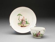 Tea Bowl and Saucer, Oudover, c. 1770. Creator: Weesp Porcelain Factory