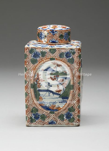Tea Caddy, Delft, c. 1700. Creators: De Metaale Pot, Delftware, Lambertus van Eenhoorn.