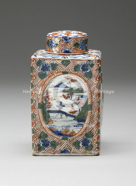 Tea Caddy, Delft, c. 1700. Creators: De Metaale Pot, Delftware, Lambertus van Eenhoorn.