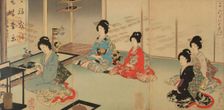 Tea Ceremony with Flower Arranging, from the series The Inner Palace of Chiyoda, 1895. Creator: Chikanobu, Toyohara (Yoshu) (1838-1912)