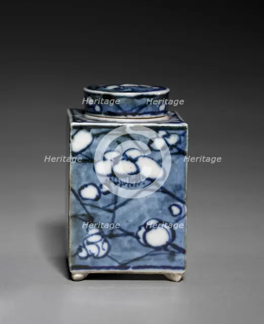 Tea Container with Plum Blossom, 1800s. Creator: Aoki Mokubei (Japanese, 1767-1833).