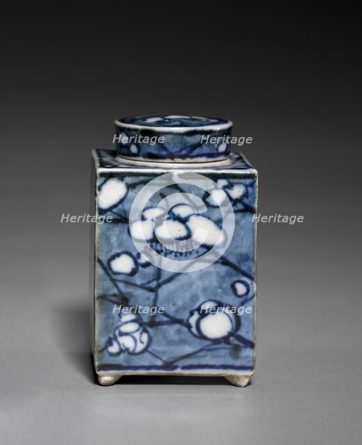 Tea Container with Plum Blossom, 1800s. Creator: Aoki Mokubei (Japanese, 1767-1833).
