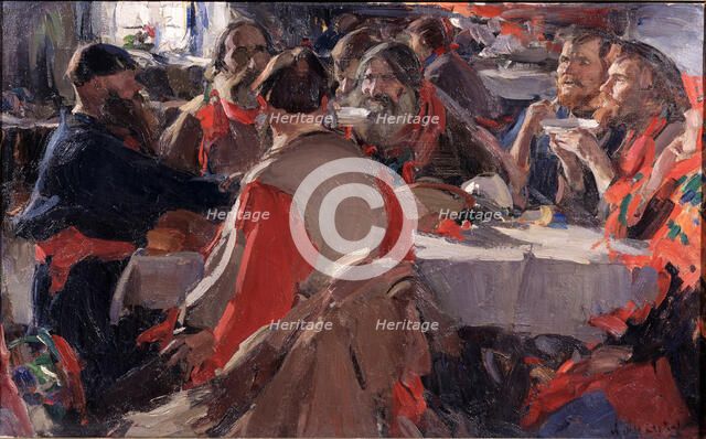 Tea drinking. Artist: Arkhipov, Abram Yefimovich (1862-1930)