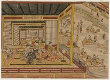 Tea House Beside the Kamo River in Kyoto, 1740s. Creator: Nishimura Shigenaga (Japanese, 1697(?)-1756)